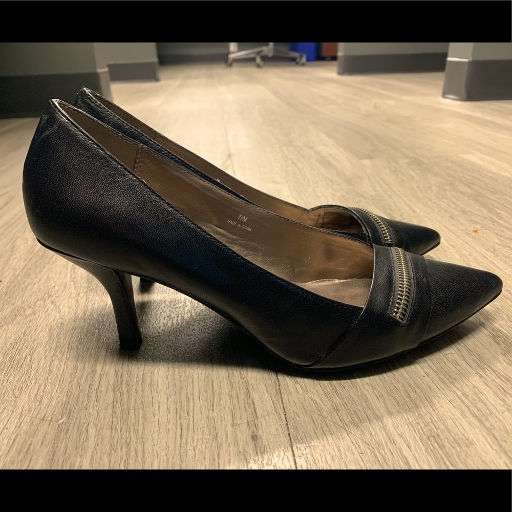 Black Zipper Pumps